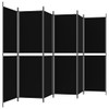 Sobna pregrada s 6 panela crna 300 x 180 cm od tkanine 350225