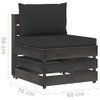 Modularna srednja sofa s jastucima od sivo impregniranog drva 3068127