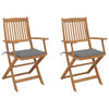 Sklopive vrtne stolice s jastucima 2 kom od bagremovog drva 3064591