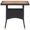 Vrtni blagovaonski stol od poliratana i bagremovog drva crni 46171