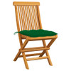 Vrtne stolice sa zelenim jastucima 2 kom od masivne tikovine 3062480