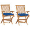 Vrtne stolice s plavim jastucima 2 kom od masivne tikovine 3062512
