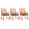 Vrtne blagovaonske stolice s jastucima 3 kom od bagremovog drva 3064363