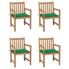 Vrtne stolice sa zelenim jastucima 4 kom od masivne tikovine 3073009