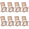 Sklopive vrtne stolice s jastucima 8 kom masivno bagremovo drvo 3075036