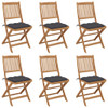 Sklopive vrtne stolice s jastucima 6 kom masivno bagremovo drvo 3075009