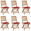 Sklopive vrtne stolice s jastucima 6 kom masivno bagremovo drvo 3075000