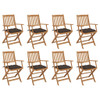 Sklopive vrtne stolice s jastucima 8 kom masivno bagremovo drvo 3075108