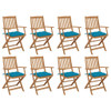 Sklopive vrtne stolice s jastucima 8 kom masivno bagremovo drvo 3075104