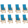 Sklopive vrtne stolice s jastucima 8 kom masivno bagremovo drvo 3075058