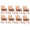 Vrtne blagovaonske stolice s jastucima 8 kom od bagremovog drva 3078397
