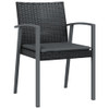 Vrtne stolice s jastucima 4 kom crne 56,5x57x83 cm poliratan 3187079