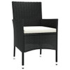 5-dijelni vrtni bistro set od poliratana s jastucima crni 3187433