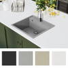 Kuhinjski sudoper s otvorom protiv prelijevanja sivi granitni 147062