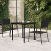 Vrtni blagovaonski stol crni 80 x 80 x 74 cm od čelika i stakla 318746