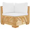 Kutna vrtna sofa s krem jastucima od masivne tikovine 319157