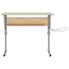 Radni stol boja hrasta i siva 110 x 53 x(58-87) cm drvo i čelik 340930