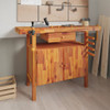 Radni stol s ladicom i škripcima 124x52x83 cm od drva bagrema 153321
