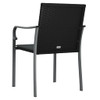 Vrtne stolice s jastucima 2 kom crne 56x59x84 cm od poliratana 364094