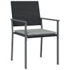 Vrtne stolice s jastucima 2 kom crne 54x62,5x89 cm poliratan 364097