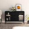 Komoda crna 105 x 35 x 70 cm od čelika i kaljenog stakla 336076