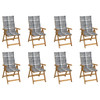 Sklopive vrtne stolice s jastucima 8 kom masivno bagremovo drvo 3075068