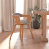 Blagovaonska stolica smeđe-siva od savijenog drva i tkanine 3092376