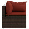 Kutna vrtna sofa od poliratana s jastucima smeđa 319809