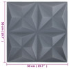 3D zidni paneli 48 kom 50 x 50 cm origami sivi 12 m² 150922