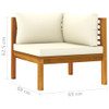 Kutne sofe 2 kom s krem bijelim jastucima od bagremovog drva 316279