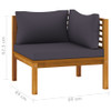 Modularna kutna sofa s tamnosivim jastucima bagremovo drvo 316286