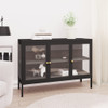 Komoda crna 105 x 35 x 70 cm od čelika i stakla 336067