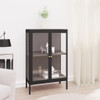 Komoda crna 75 x 35 x 105 cm od čelika i stakla 336070