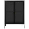 Komoda crna 75 x 35 x 105 cm od čelika i stakla 336070
