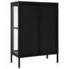 Komoda crna 75 x 35 x 105 cm od čelika i stakla 336070