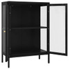 Komoda crna 75 x 35 x 105 cm od čelika i stakla 336070