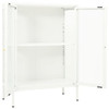Komoda bijela 75 x 35 x 105 cm od čelika i stakla 336071