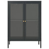 Komoda antracit 75 x 35 x 105 cm od čelika i stakla 336072