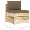 Modularna srednja sofa s jastucima od zeleno impregniranog drva 3074515