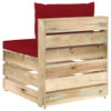 Modularna srednja sofa s jastucima od zeleno impregniranog drva 3074516