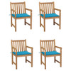Vrtne stolice s plavim jastucima 4 kom od masivne tikovine 3073008
