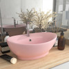 Luksuzni ovalni umivaonik mat ružičasti 58,5 x 39 cm keramički 146933