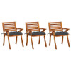 Vrtne blagovaonske stolice s jastucima 3 kom od bagremovog drva 3060826