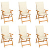 Vrtne stolice s krem jastucima 6 kom od masivne tikovine 3065562