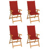 Vrtne stolice s crvenim jastucima 4 kom od masivne tikovine 3065536