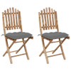 Sklopive vrtne stolice s jastucima 2 kom od bambusa 3064003