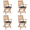 Sklopive vrtne stolice s jastucima 4 kom od bagremovog drva 3064632