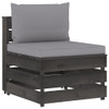 Modularna srednja sofa s jastucima od sivo impregniranog drva 3068121