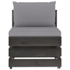 Modularna srednja sofa s jastucima od sivo impregniranog drva 3068121