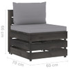 Modularna srednja sofa s jastucima od sivo impregniranog drva 3068121